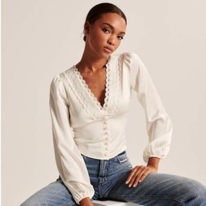 NWOT Abercrombie & Fitch White Lace Top